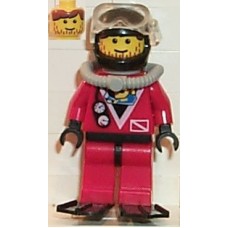 div016 Divers - Red Diver 2, Red Legs with Black Hips, Black Helmet, Brown Bangs, Stubble 